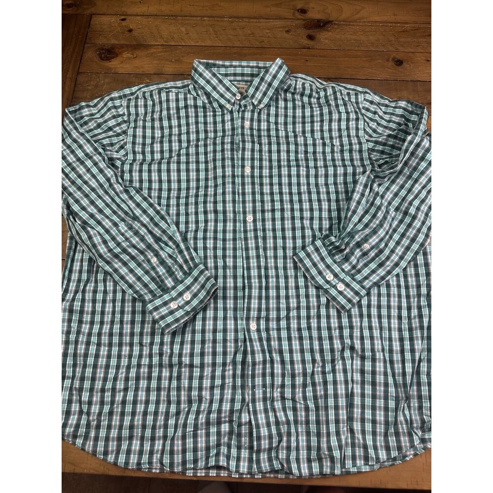 Duluth Trading Wrinkle Fighter Men's Shirt Size 2XL Green Plaid Pocket